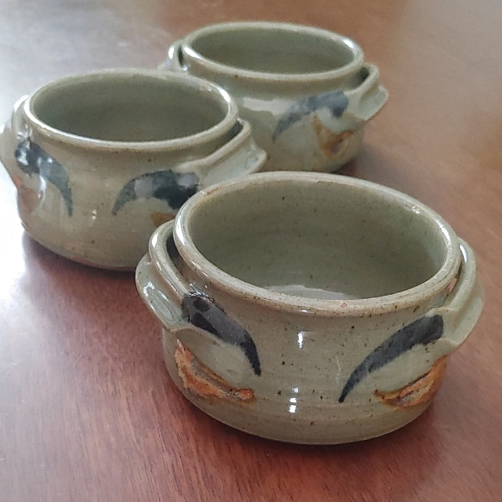 Handcrafted Ceramic Bowls - Green and Brown